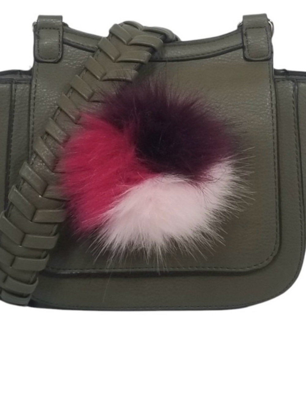 Anthropologie Olive Mini Crossbody with Pink Pom Pom - Picture 5 of 5